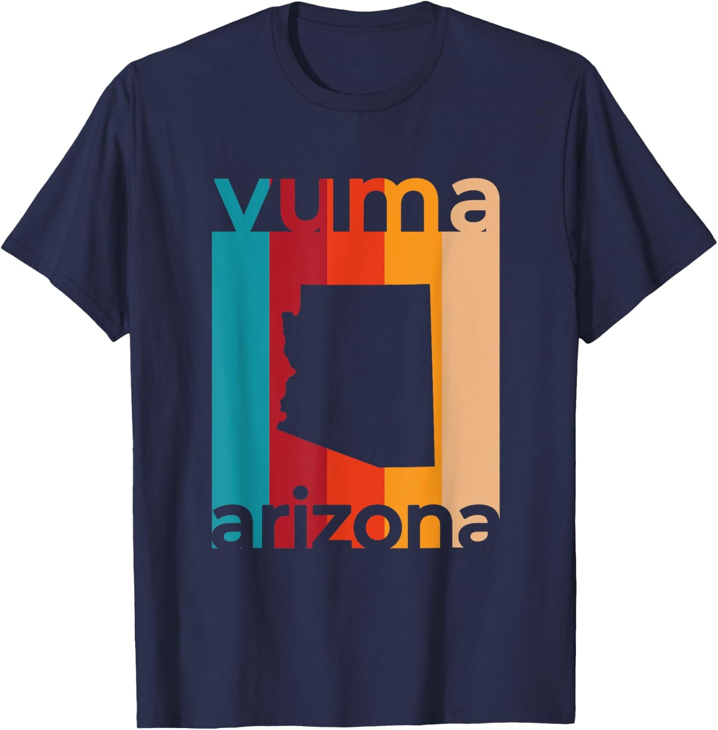 Yuma Arizona Retro Cutout AZ Souvenir T-Shirt - T-Shirt | Navy