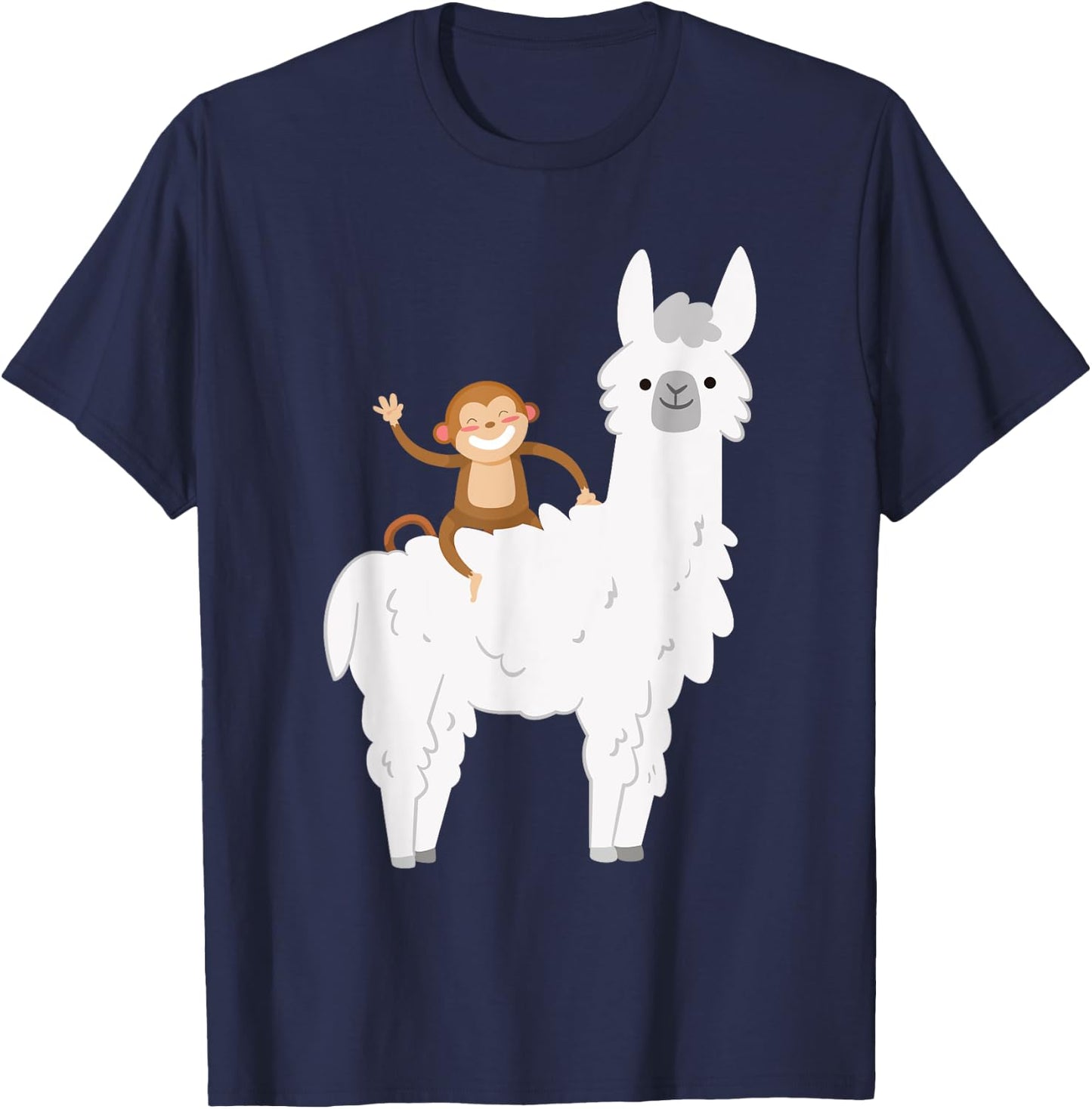 Ridiculous Monkey Riding Llama Alpaca Animal Lover Gift T-Shirt - T-Shirt | Navy