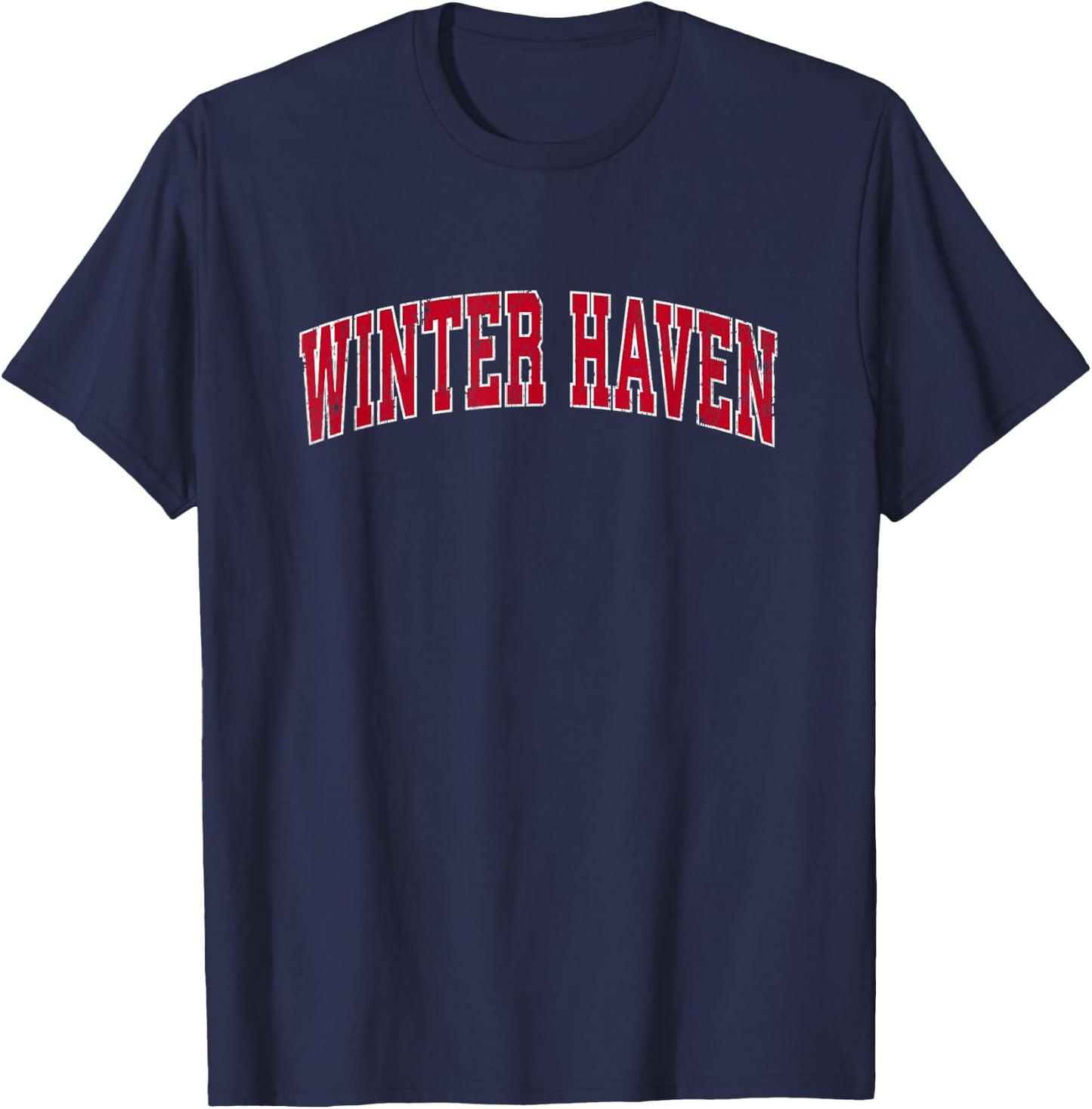 Winter Haven Florida FL Vintage Sports Design Red Design T-Shirt - T-Shirt | Navy