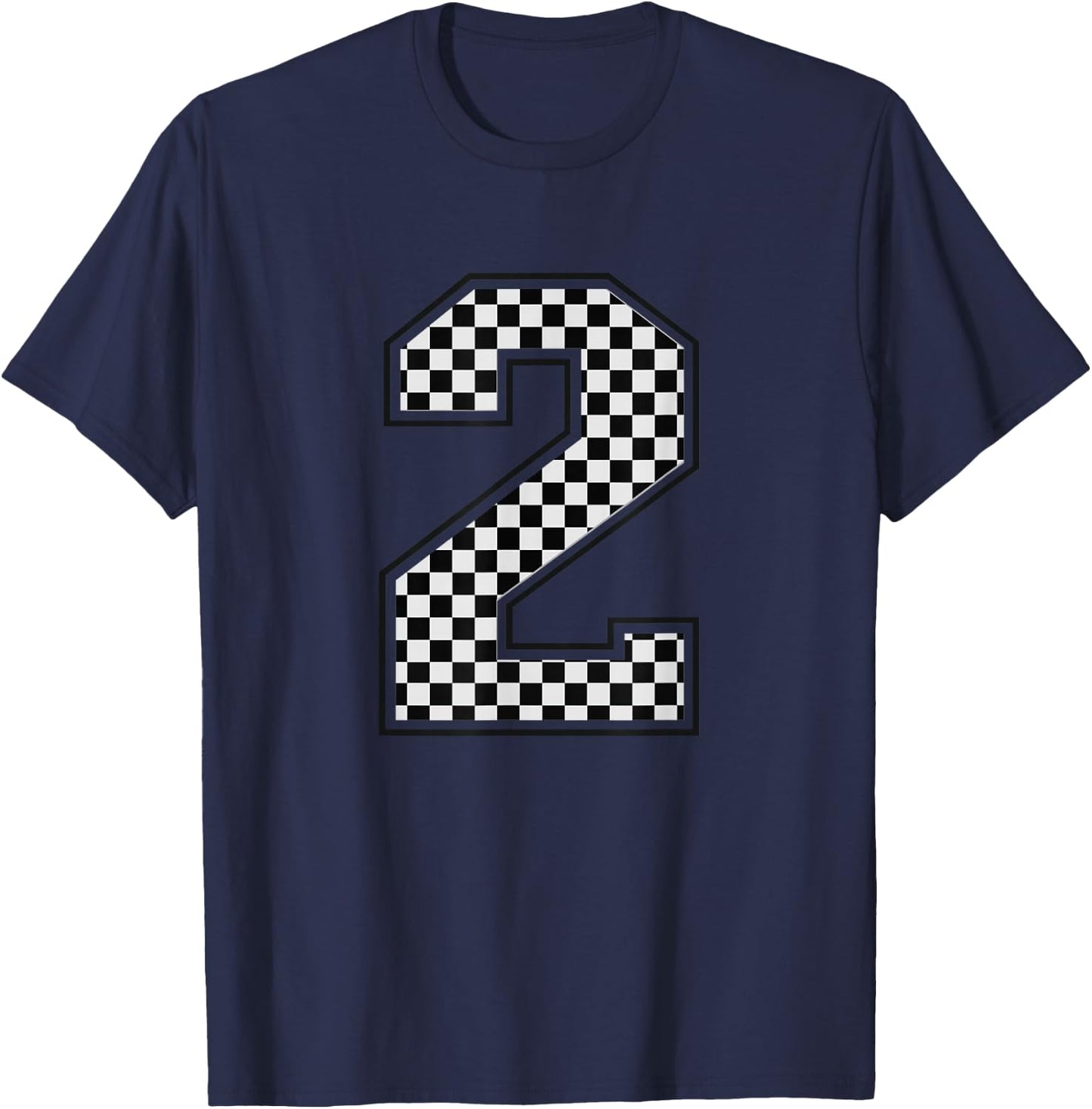 Number #2 Checkered Number T-Shirt - T-Shirt | Navy