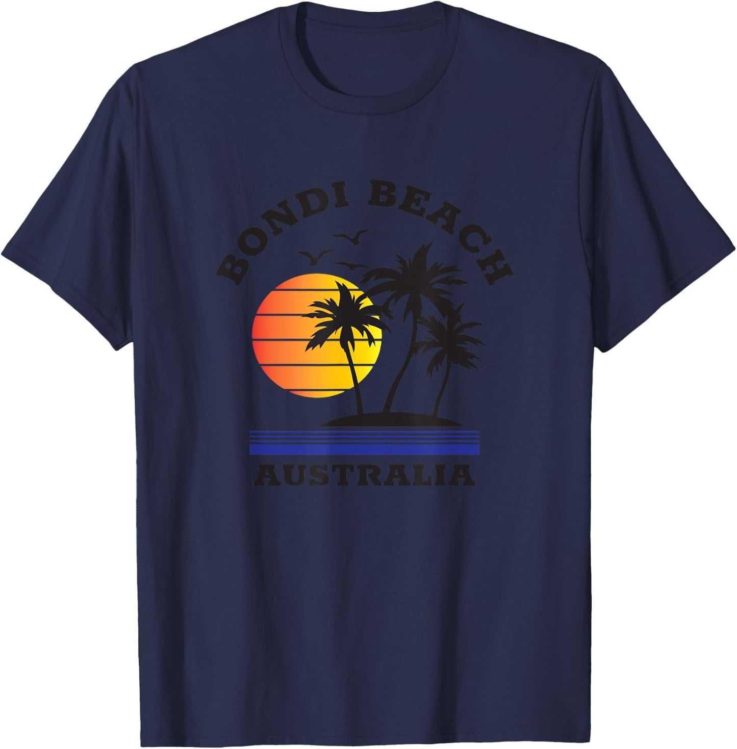 Fun Bondi Beach Australia Beach Sunset Men Women Novelty Art T-Shirt - T-Shirt | Navy