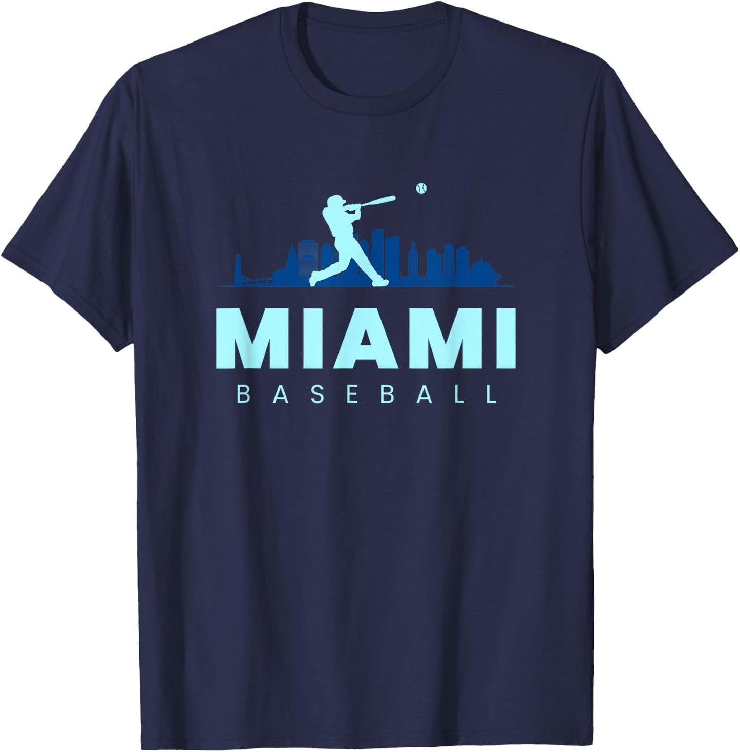 Miami Baseball Vintage Minimalist Retro Baseball Lover T-Shirt - T-Shirt | Navy
