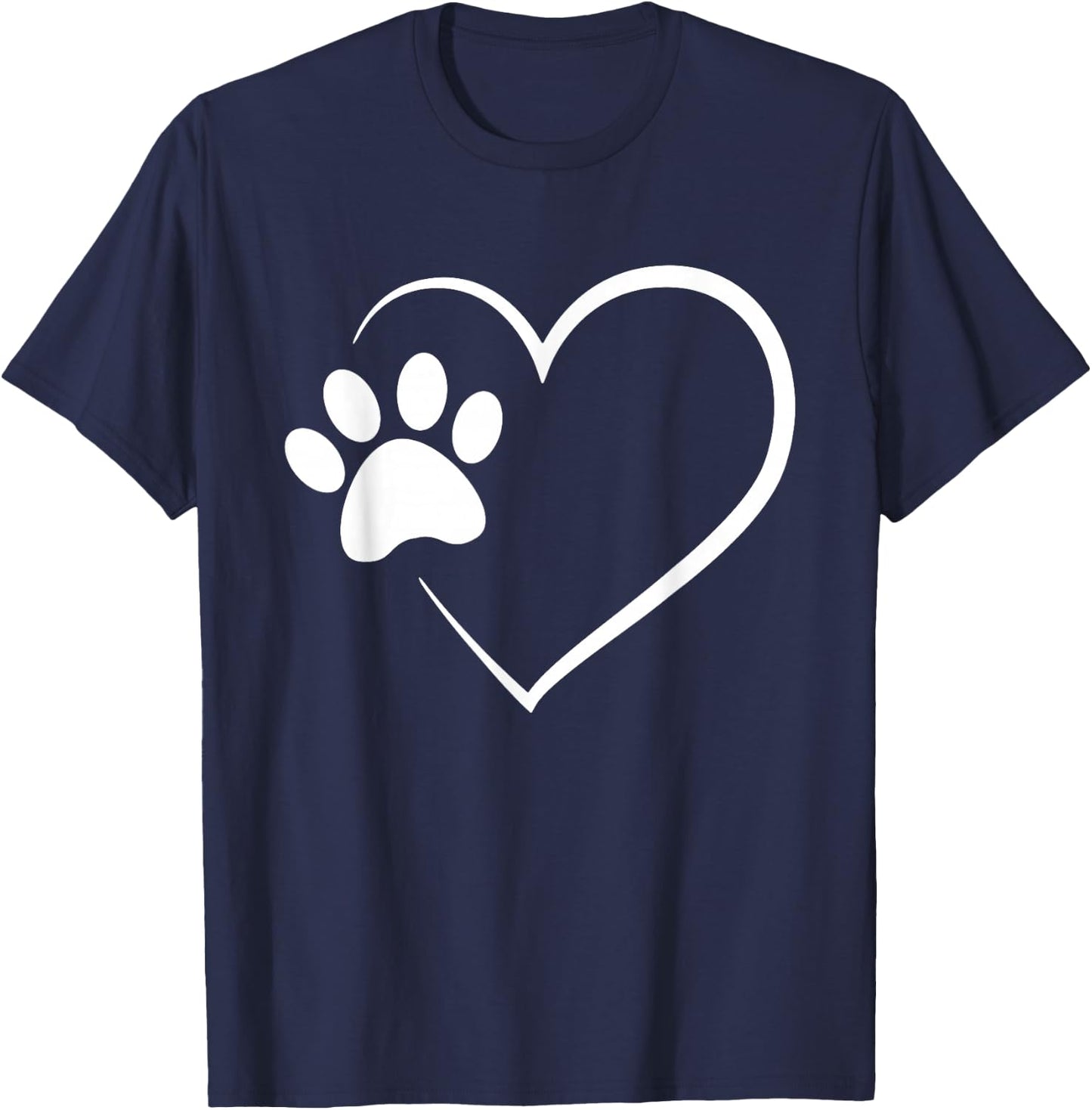 Dog Paw Heart - Dog Lover Gift Dog Moms T-Shirt - T-Shirt | Navy