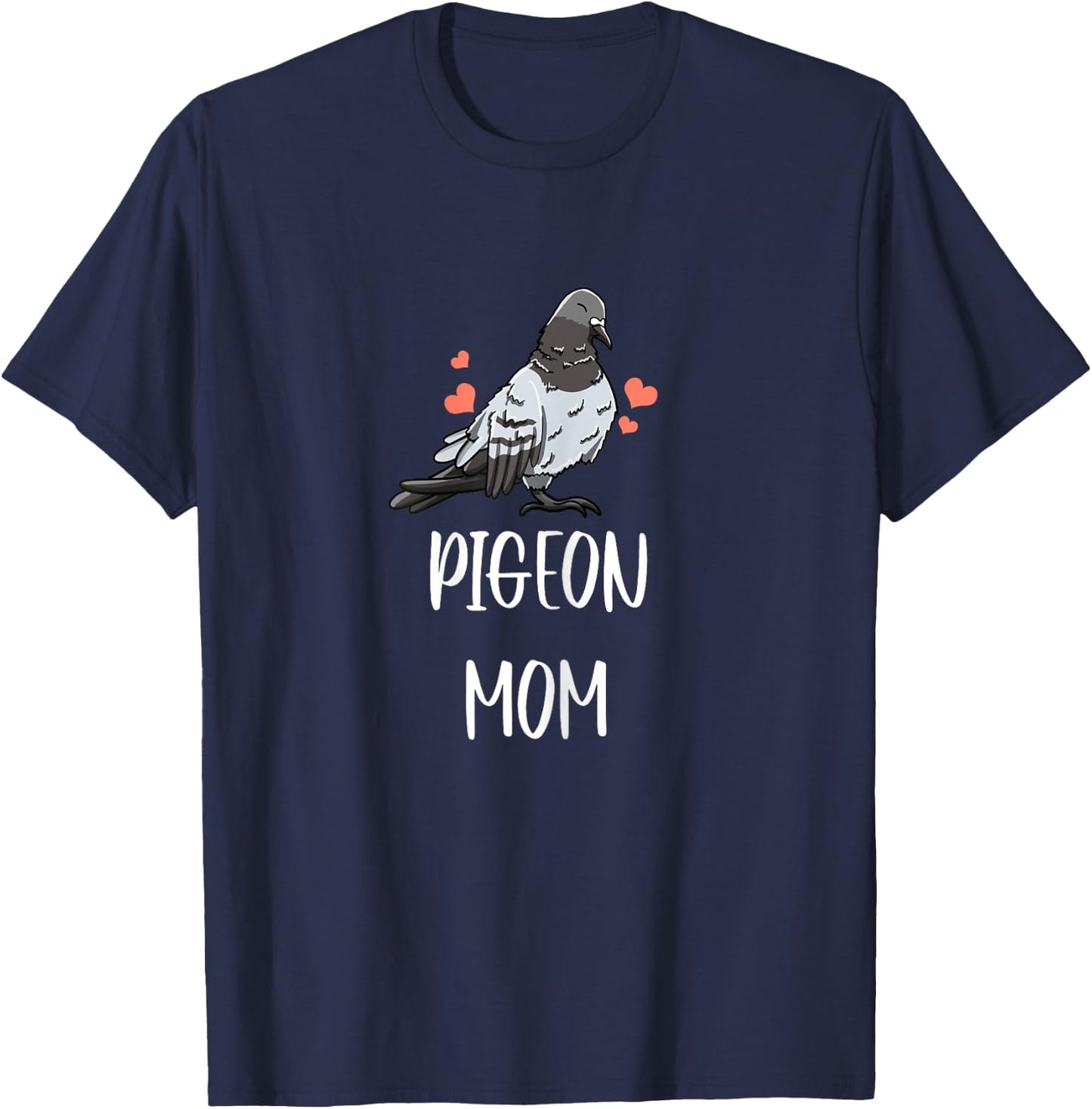 Pigeon Mom Leaf Pattern Girly Fowl Dove Pet Bird Lover Gift T-Shirt - T-Shirt | Navy