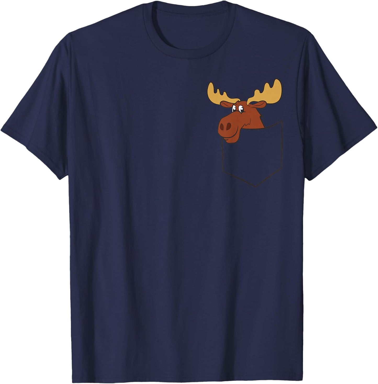 Canadian Moose in The Pocket Elk Cute Moose in Pocket Small T-Shirt - T-Shirt | Navy