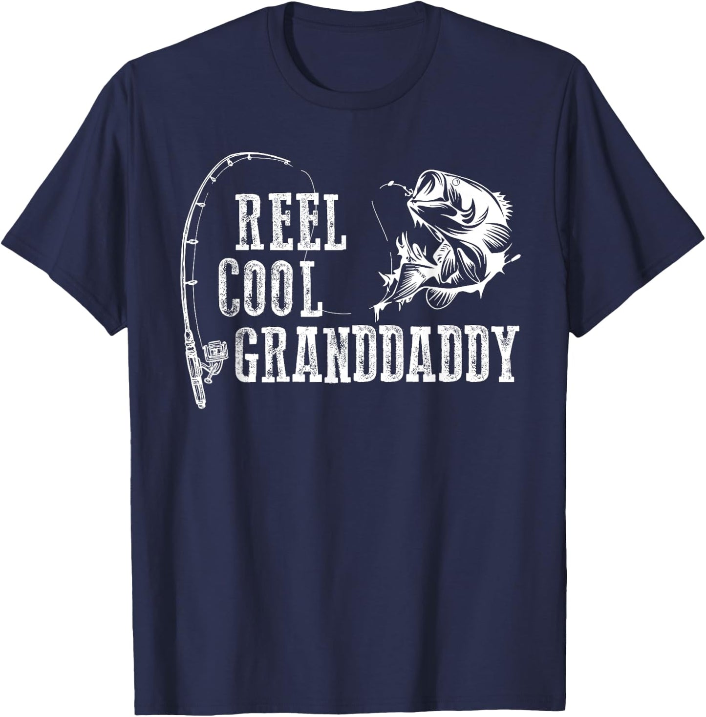 Grandfather Fishing: Roll Cool Grandfather Gift T-Shirt - T-Shirt | Navy