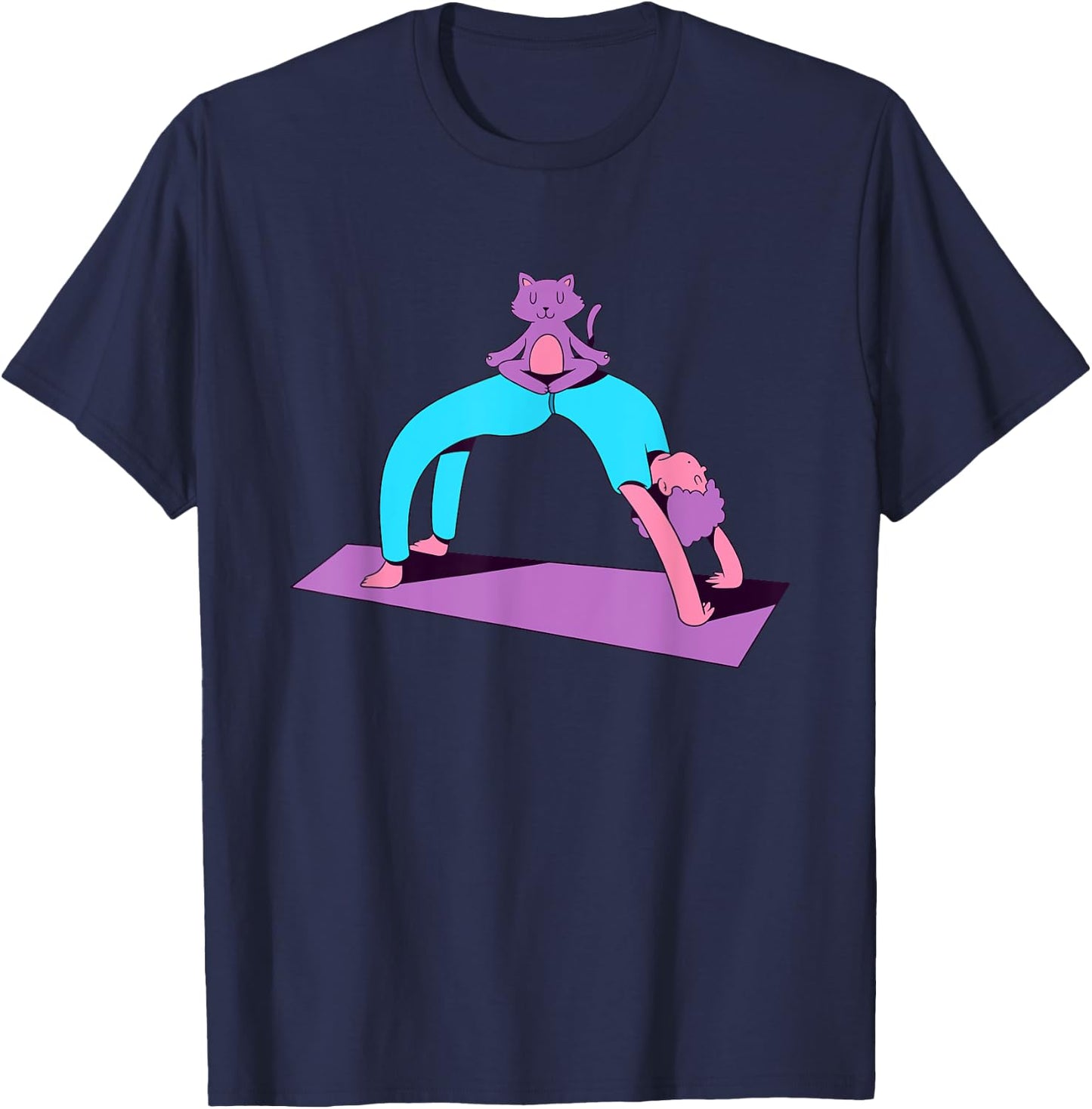 Funny Yoga With A Cat Graphic Men Women T-Shirt - T-Shirt | Navy