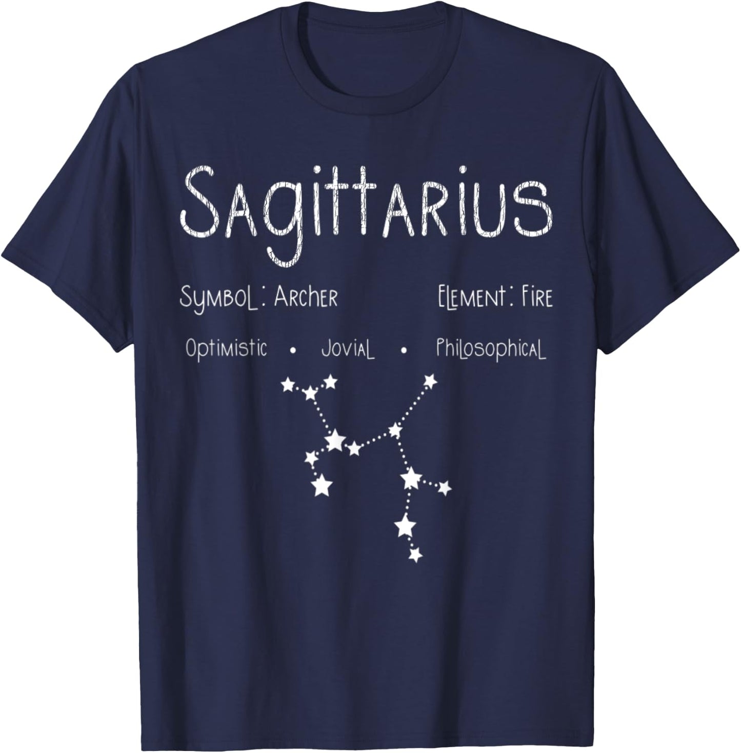 Retro Distressed Sagittarius Symbol Zodiac Sign Birthday T-Shirt - T-Shirt | Navy