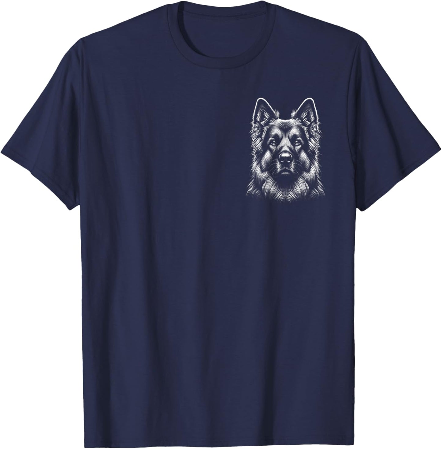 German Shepherd - Elegant Portrait on Chest T-Shirt - T-Shirt | Navy
