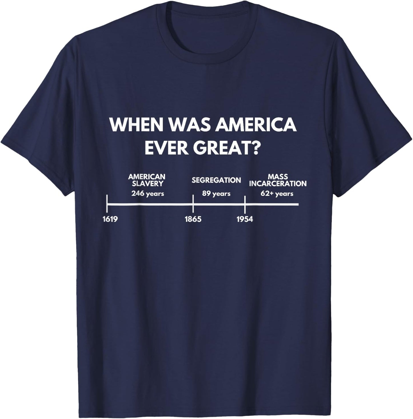 When Was America Ever Great Anti Racist American History T-Shirt - T-Shirt | Navy