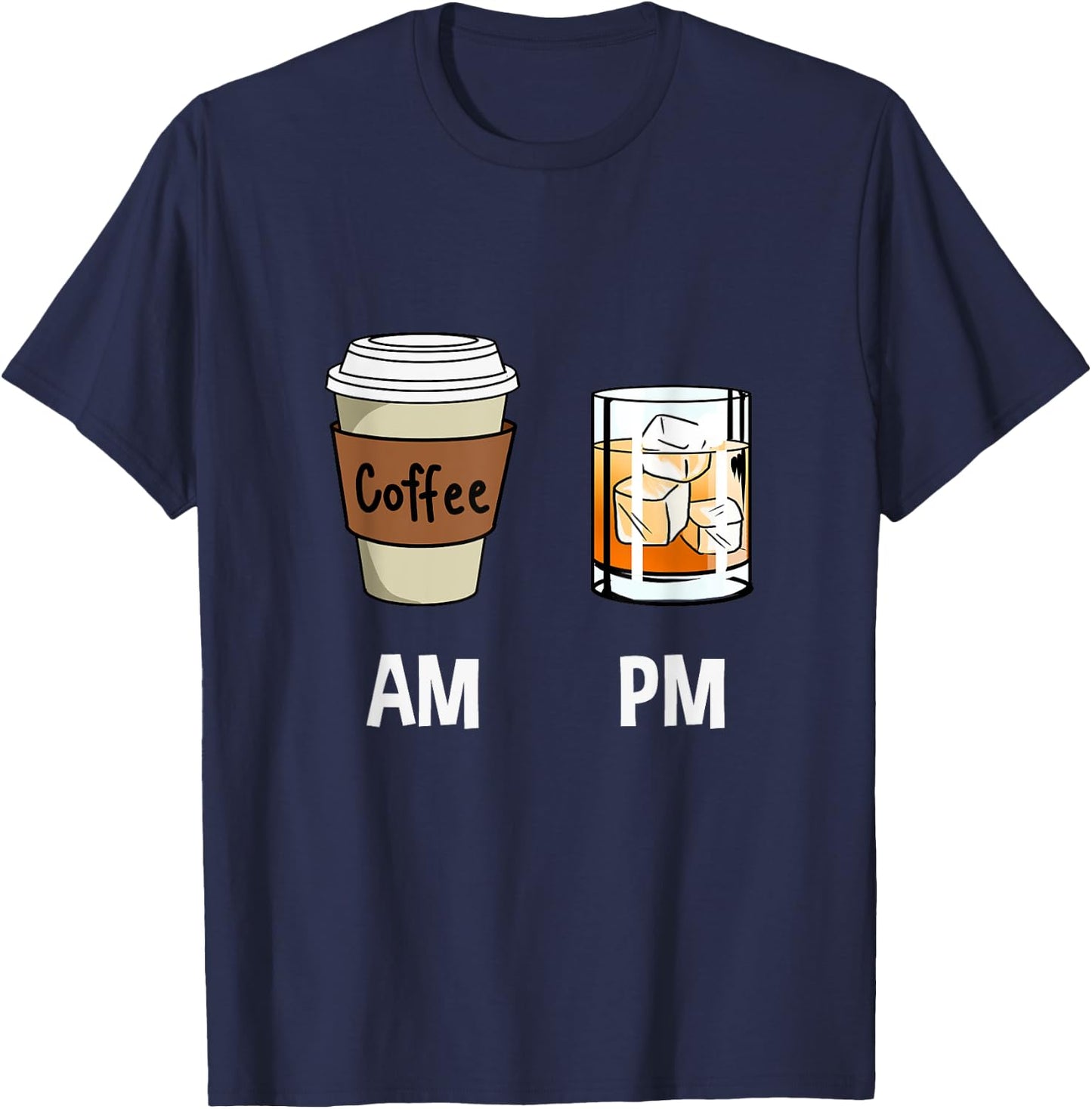 AM Coffee PM Bourbon T-Shirt - T-Shirt | Navy