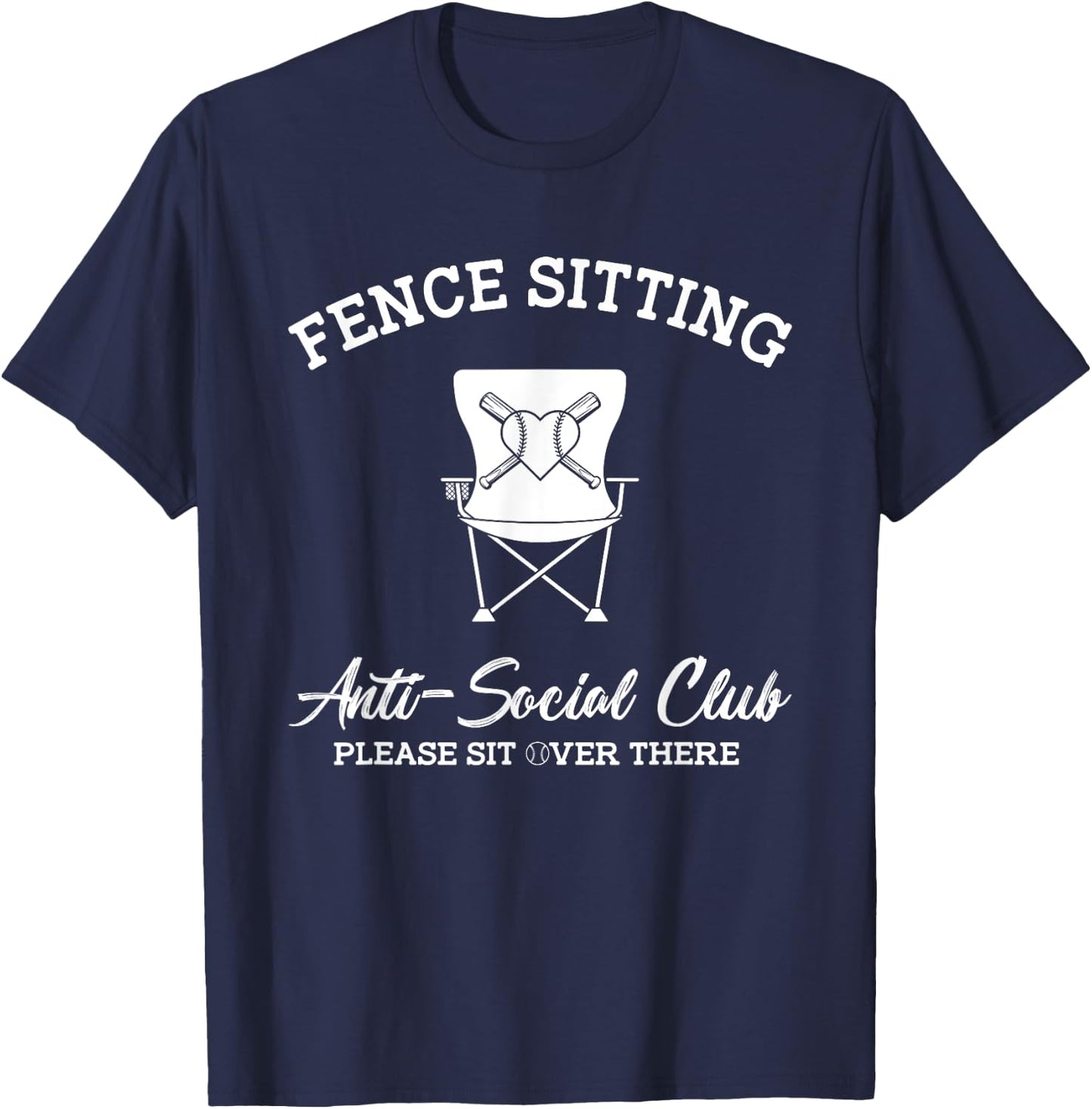 Fence Sitting Anti-Social Club Please Sit Over There T-Shirt - T-Shirt | Navy