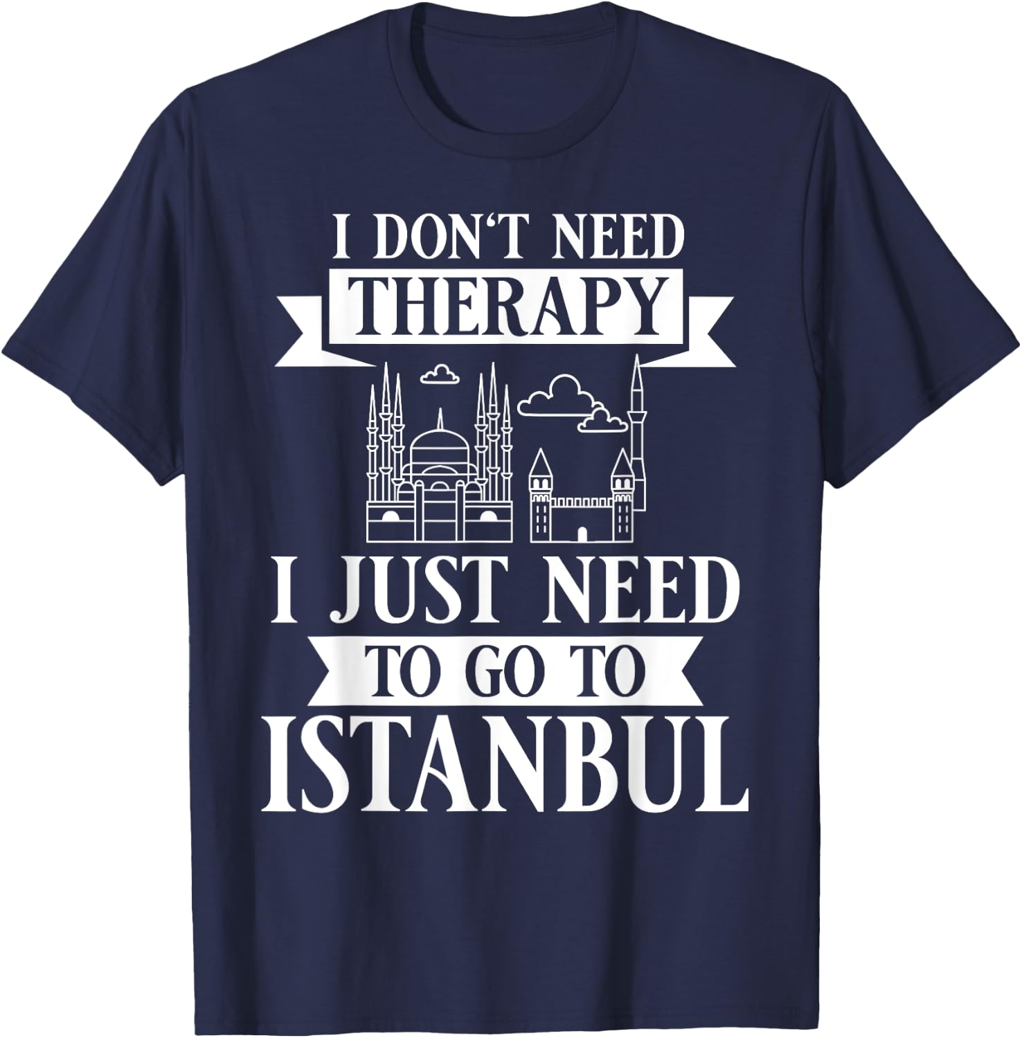 Istanbul Turkey City Skyline Map Travel T-Shirt - T-Shirt | Navy
