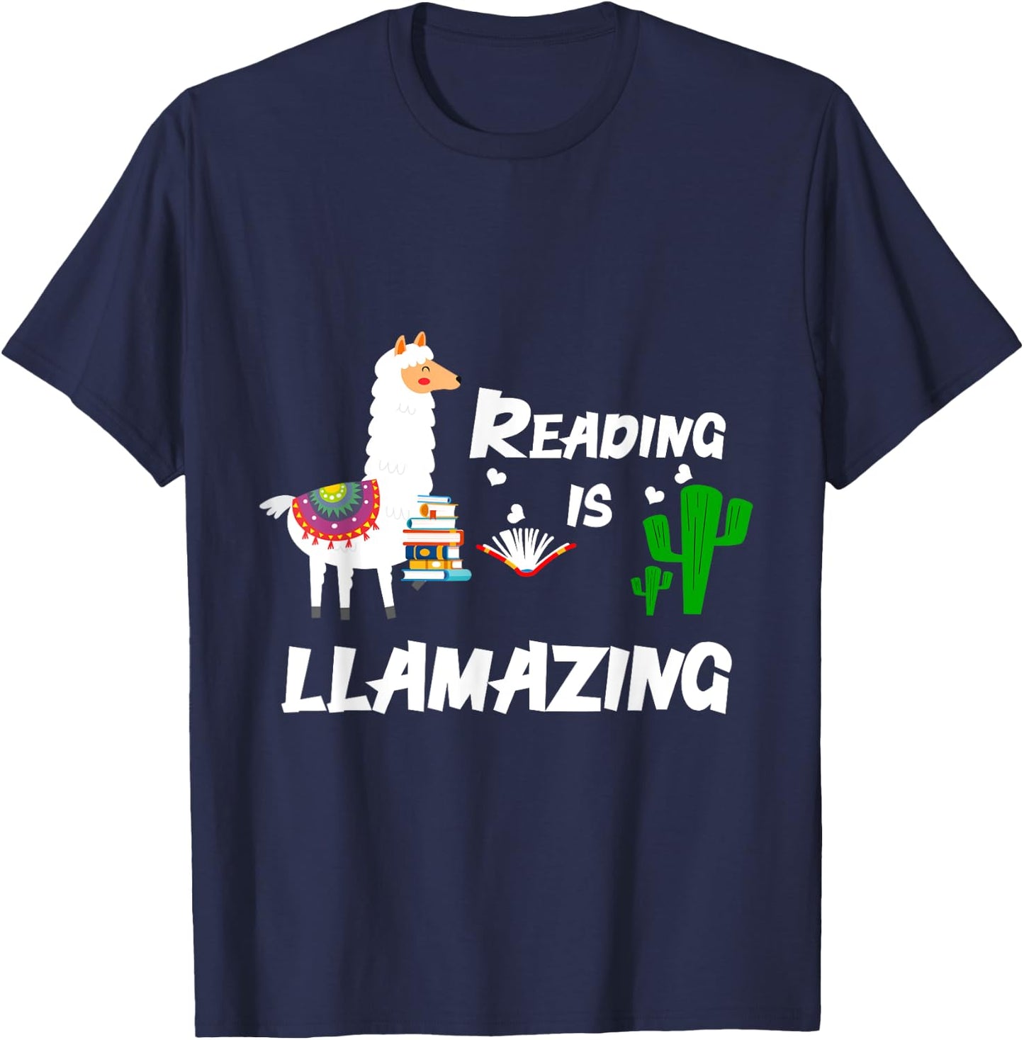 Librarian Book Reading Alpaca Llama T-Shirt - T-Shirt | Navy