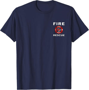 Fire Rescue Fire Fighter Fireman Kids Youth Adult Boys Girls T-Shirt - T-Shirt | Navy