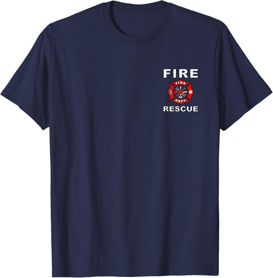 Fire Rescue Fire Fighter Fireman Kids Youth Adult Boys Girls T-Shirt - T-Shirt | Navy
