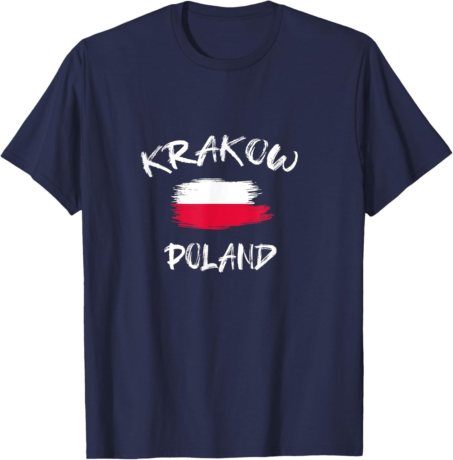 Krakow Poland Souvenir Polish Country Flag Brushed T-Shirt - T-Shirt | Navy