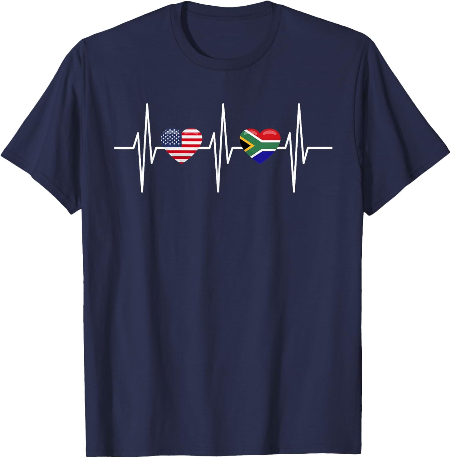 USA South Africa Shirt America South African Flag Heart T-Shirt - T-Shirt | Navy