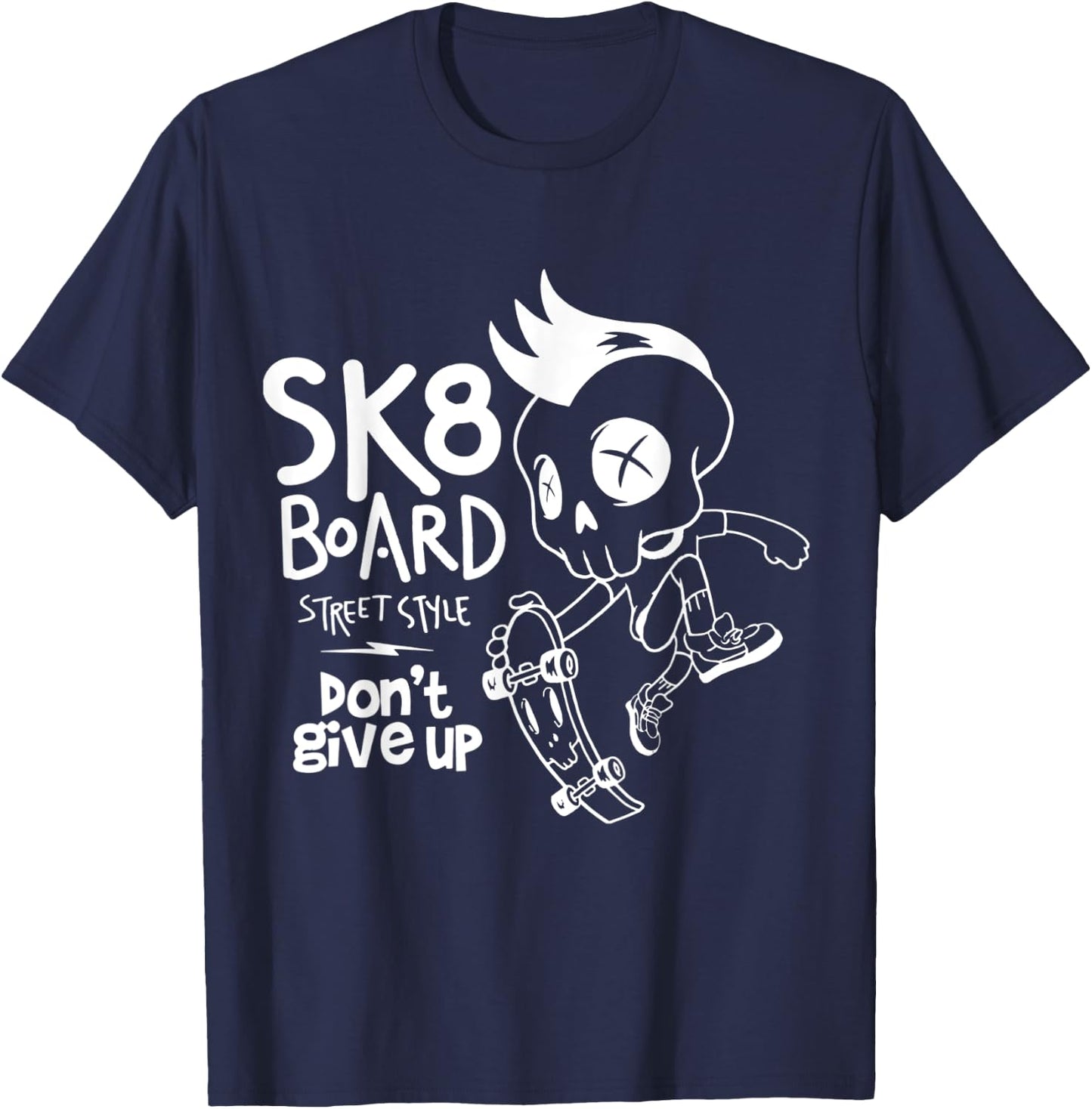Skate Skateboard Funny Sk8 Skateboarding Skater Old School T-Shirt - T-Shirt | Navy