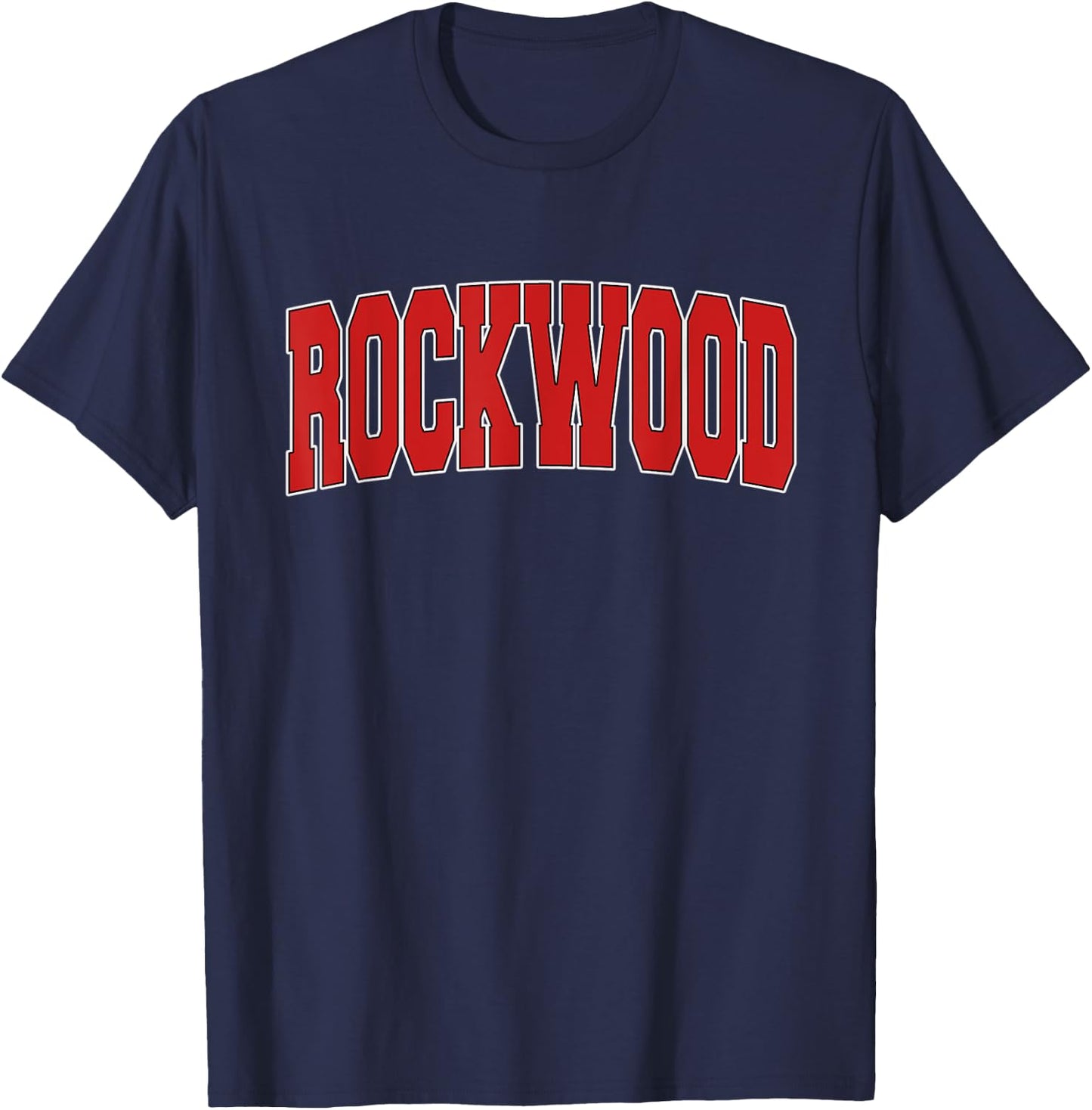 ROCKWOOD MI MICHIGAN Varsity Style USA Vintage Sports T-Shirt - T-Shirt | Navy
