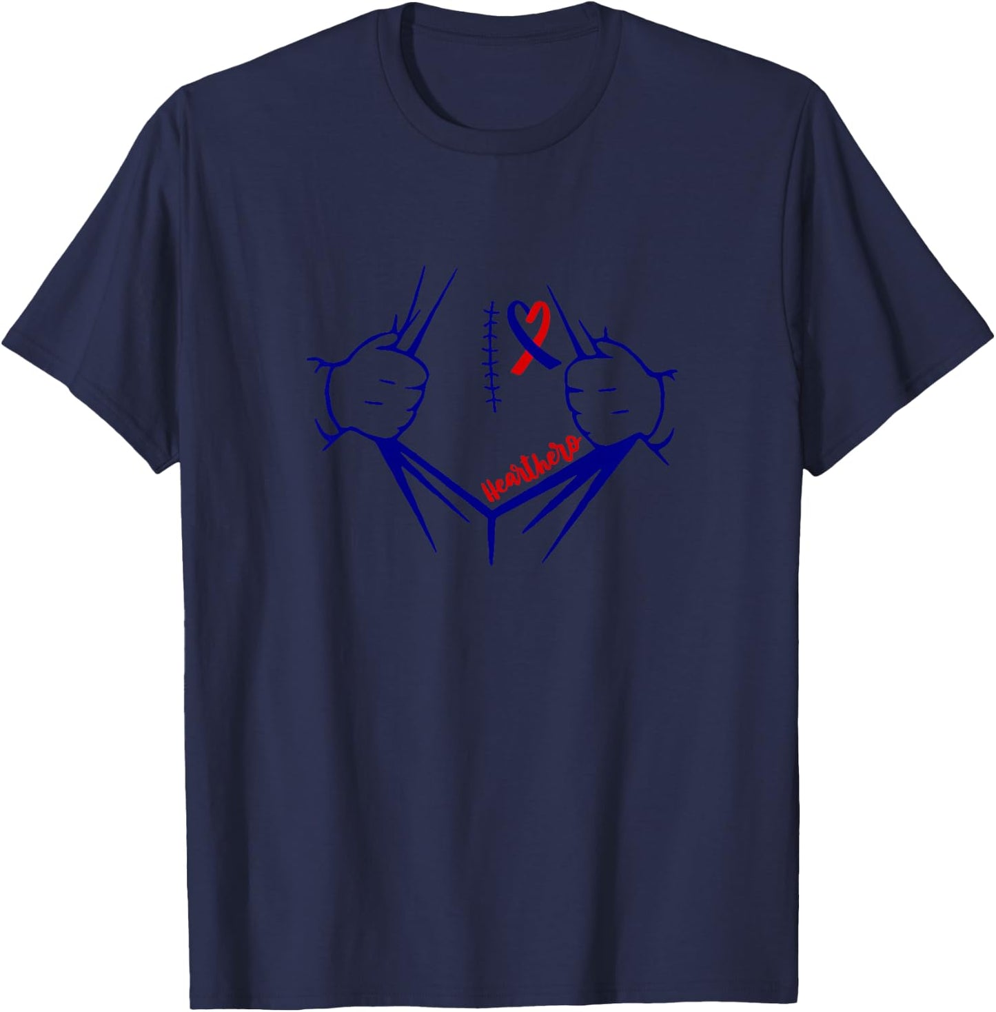 Heart Hero CHD Warrior Present CHD Congenital Heart Disease T-Shirt - T-Shirt | Navy