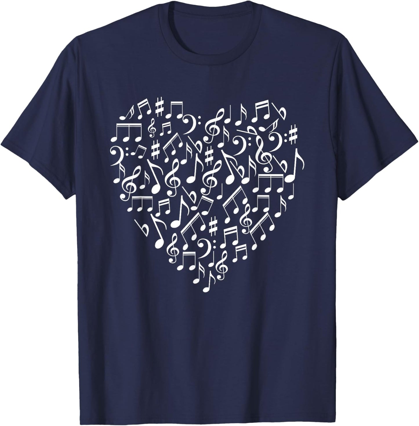Heart Shaped Music Notes Funny Singer Band Player Gag Outfit T-Shirt - T-Shirt | Navy