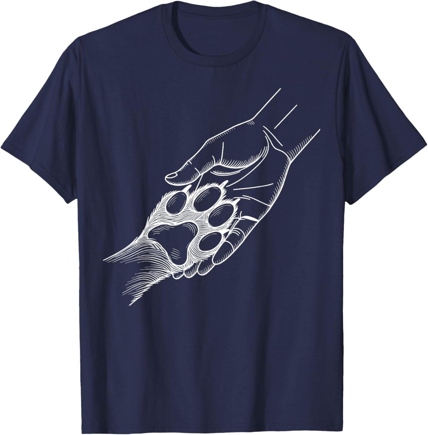 Dog Dad Fist Bump With Dog Paw Dog Lover Cute Friendship T-Shirt - T-Shirt | Navy