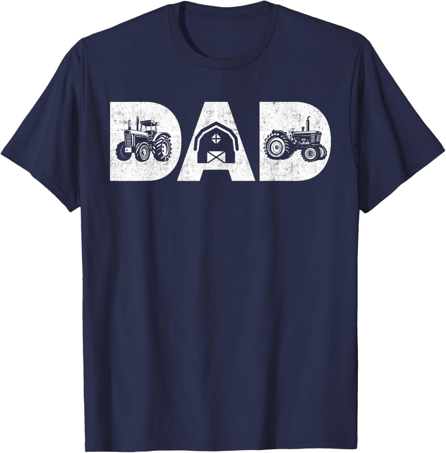 Vintage Farming Father Farm Lover Farmer Daddy Tractor Dad T-Shirt - T-Shirt | Navy