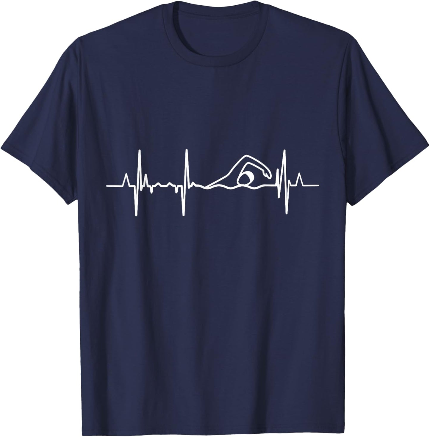 Swimmer Heartbeat Swimming Sports T-Shirt - T-Shirt | Navy