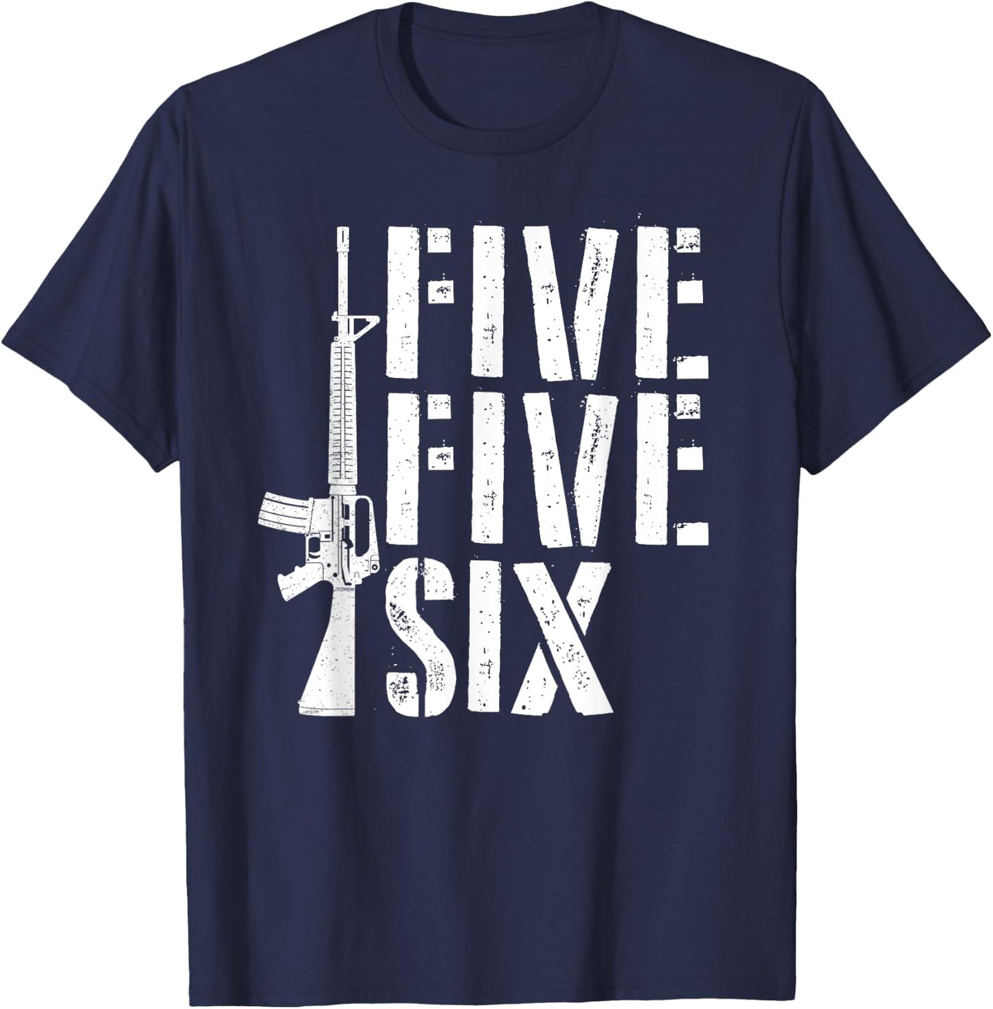 Five Five Six Gun Ammo Range 5.56mm Rifle M16 Assault Rifle T-Shirt - T-Shirt | Navy