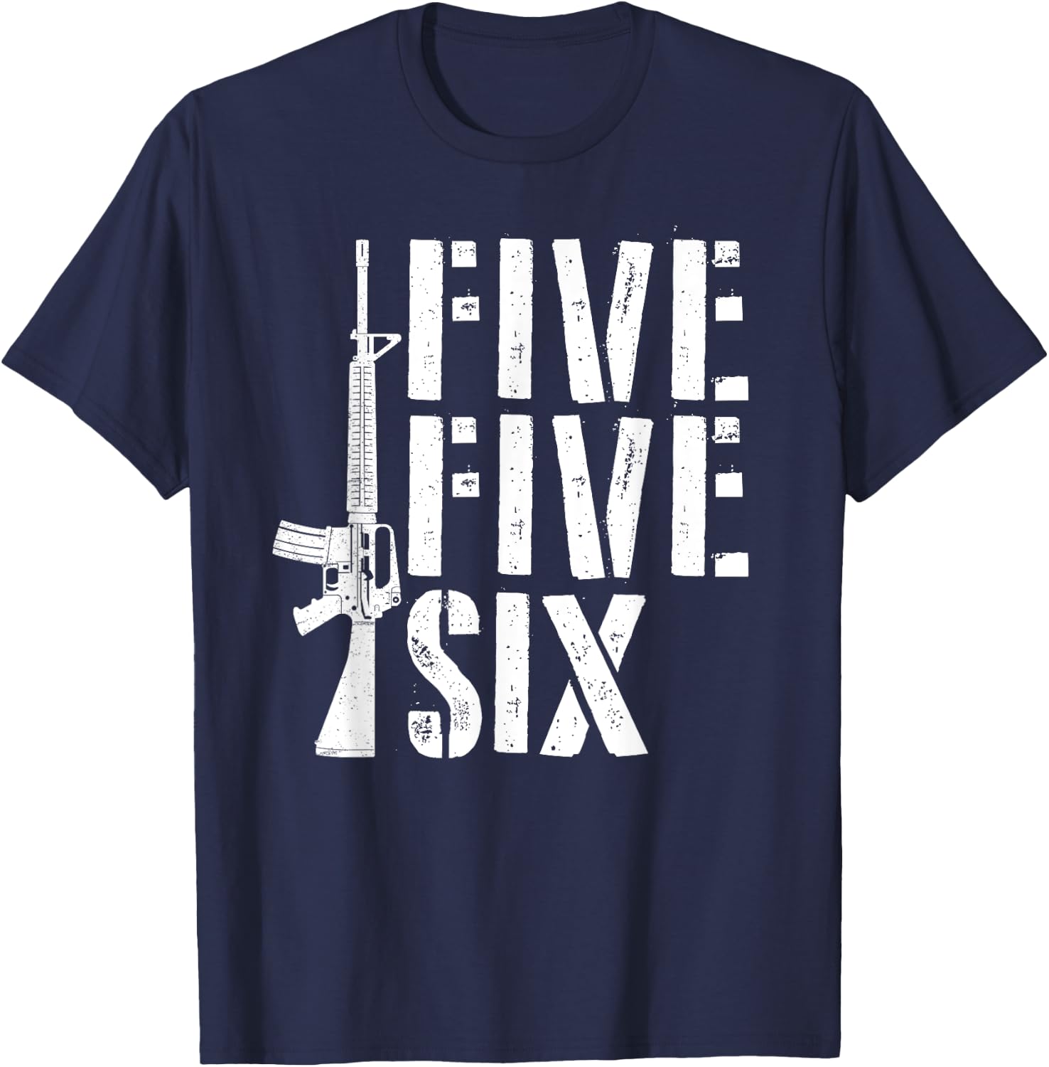 Five Five Six Gun Ammo Range 5.56mm Rifle M16 Assault Rifle T-Shirt - T-Shirt | Navy