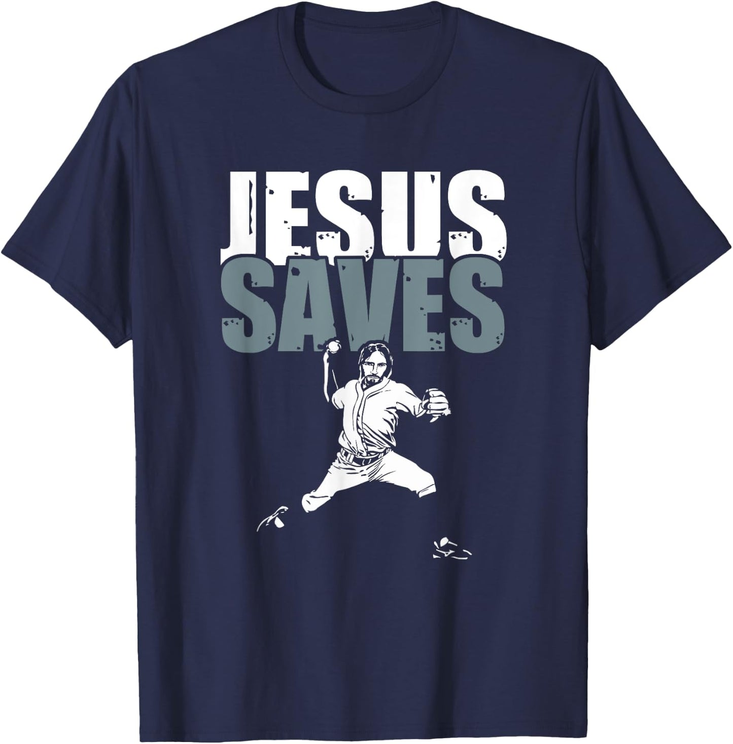 Jesus Saved - Religious Christian Baseball Gift T-Shirt - T-Shirt | Navy