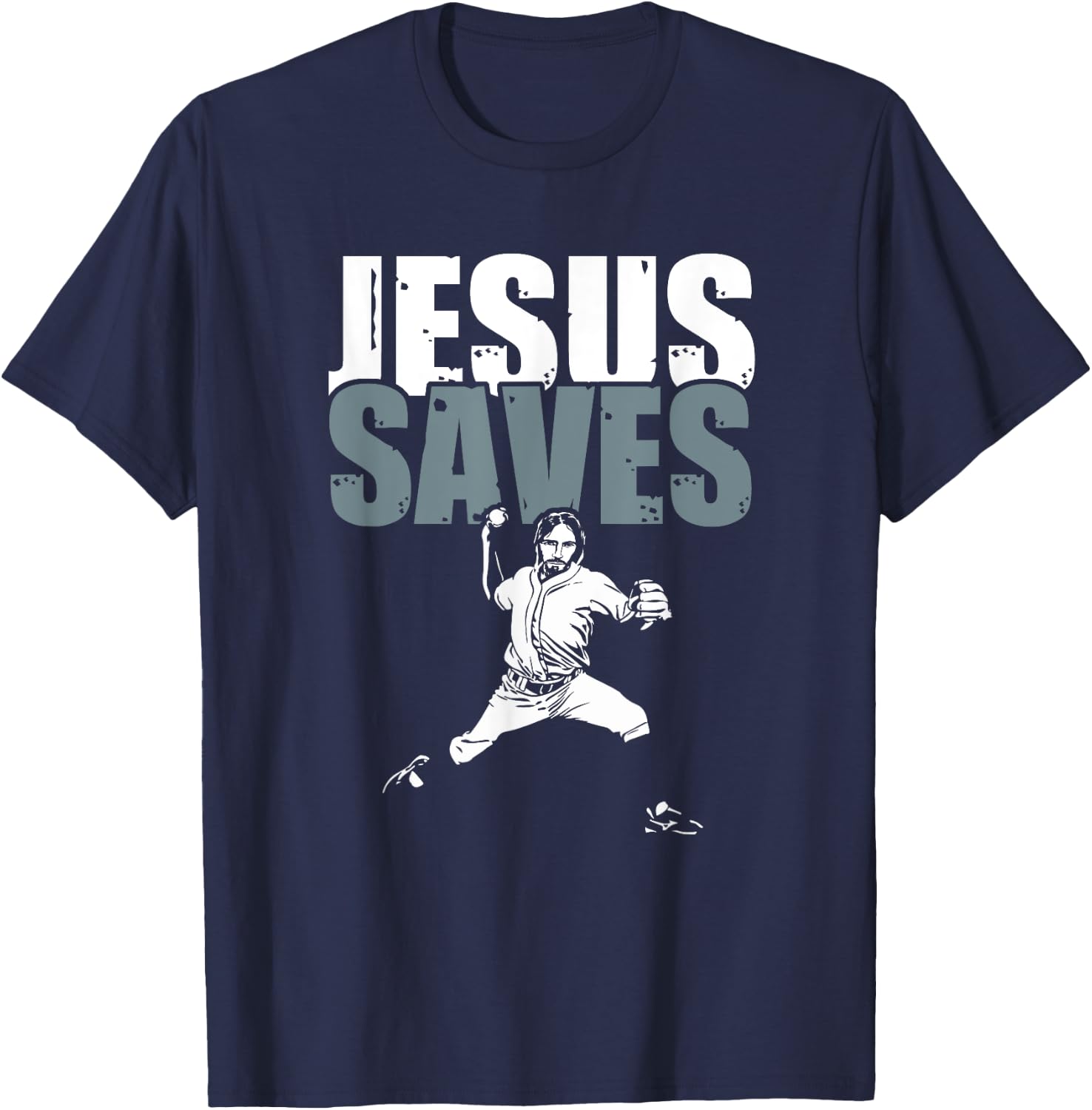 Jesus Saved - Religious Christian Baseball Gift T-Shirt - T-Shirt | Navy
