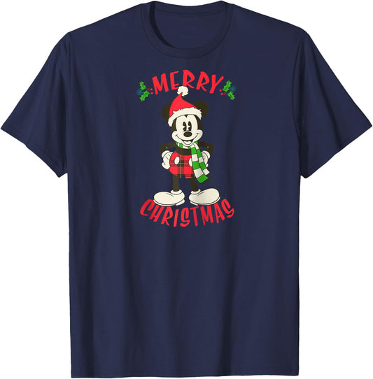 Disney Vintage Mickey Mouse Christmas Holiday Raglan Baseball T-Shirt - T-Shirt | Navy