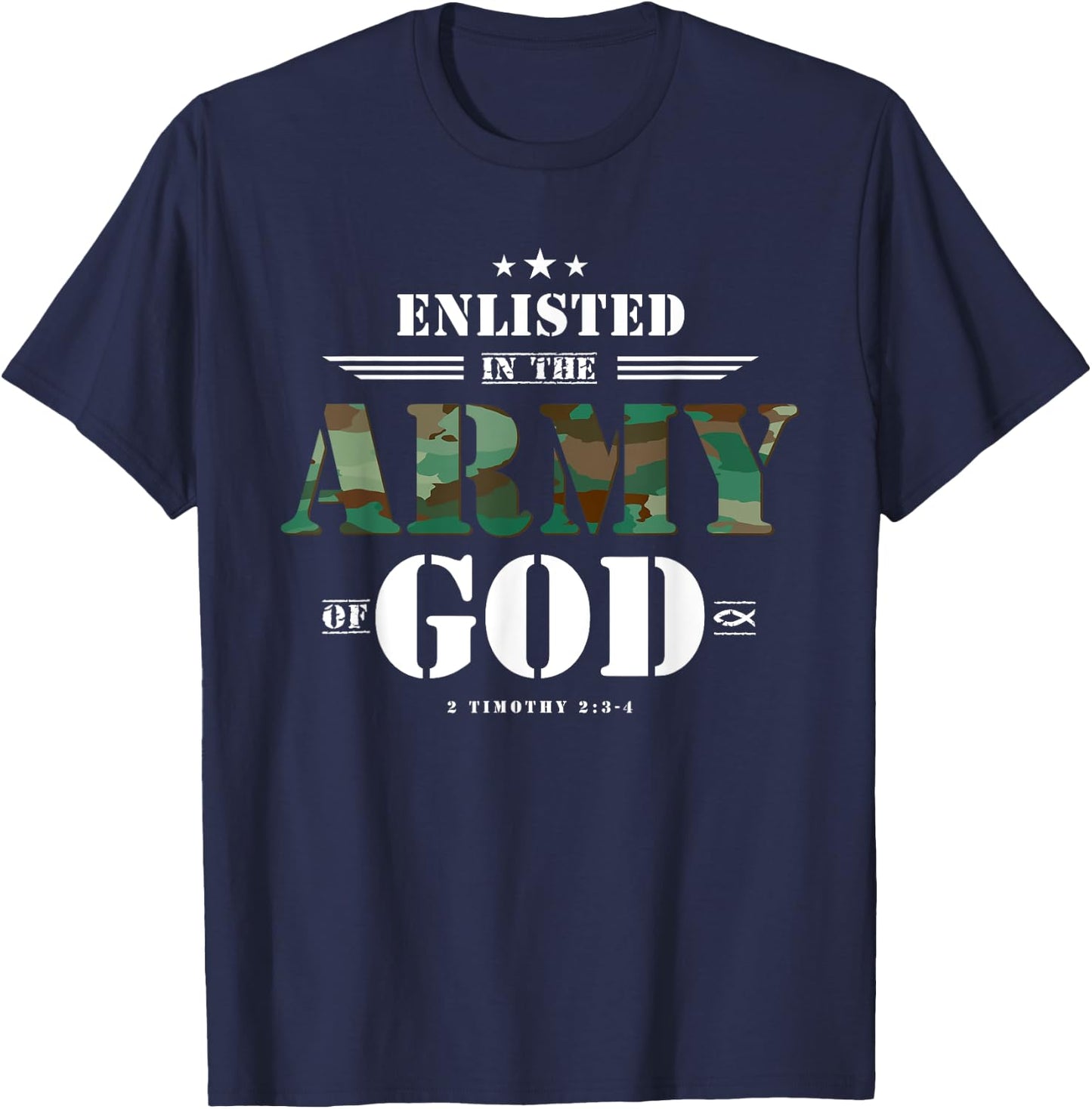 Christian Gifts Religious Bible Verse Scriptures God's Army T-Shirt - T-Shirt | Navy
