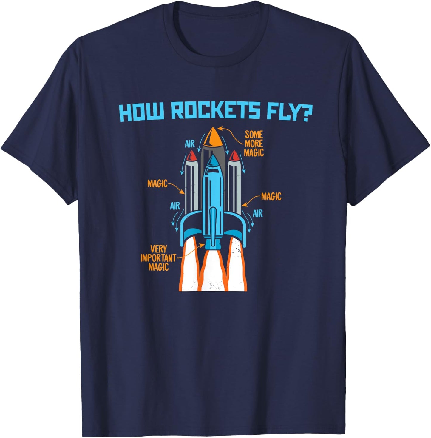 How Rockets Fly Magic Air Aerospace Engineering Scientist T-Shirt - T-Shirt | Navy