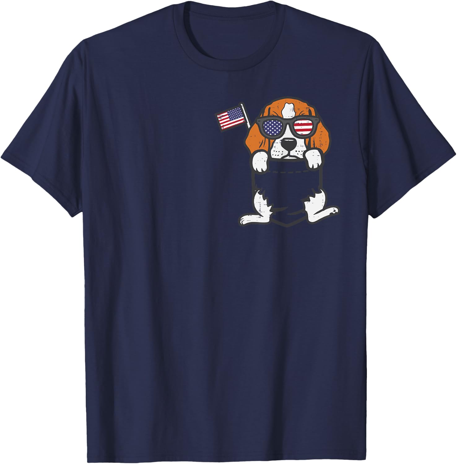 Beagle Feet Pocket Cute American USA 4th Of July Fourth Dog T-Shirt - T-Shirt | Navy