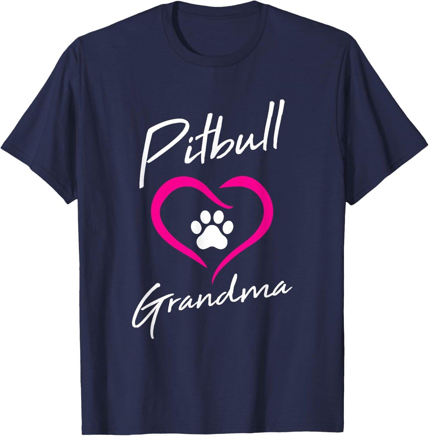 Pitbull Grandma Love Dog Paw Print Cool Animal Lover Gifts Women Girls Kids T-Shirt - T-Shirt | Navy