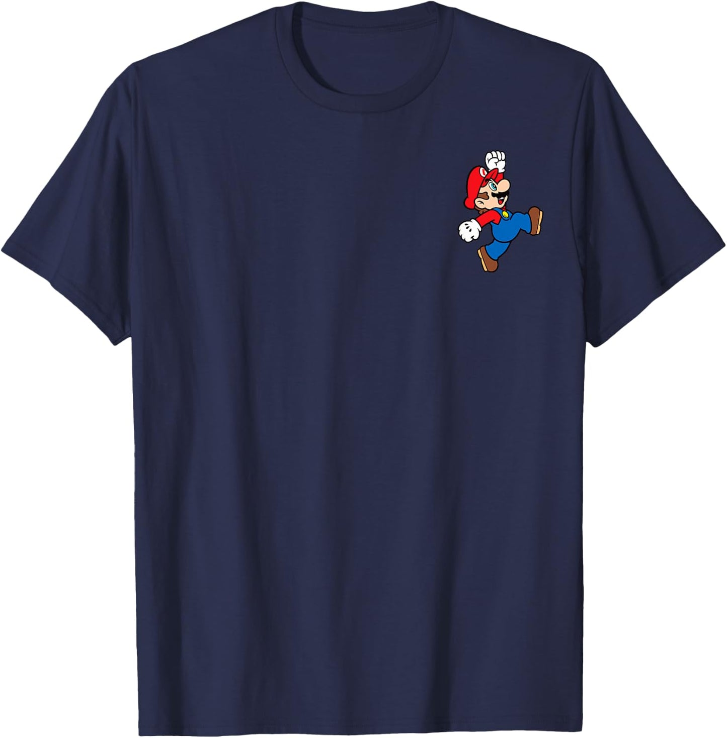 Super Mario Bros Mario Jump Left Chest T-Shirt - T-Shirt | Navy