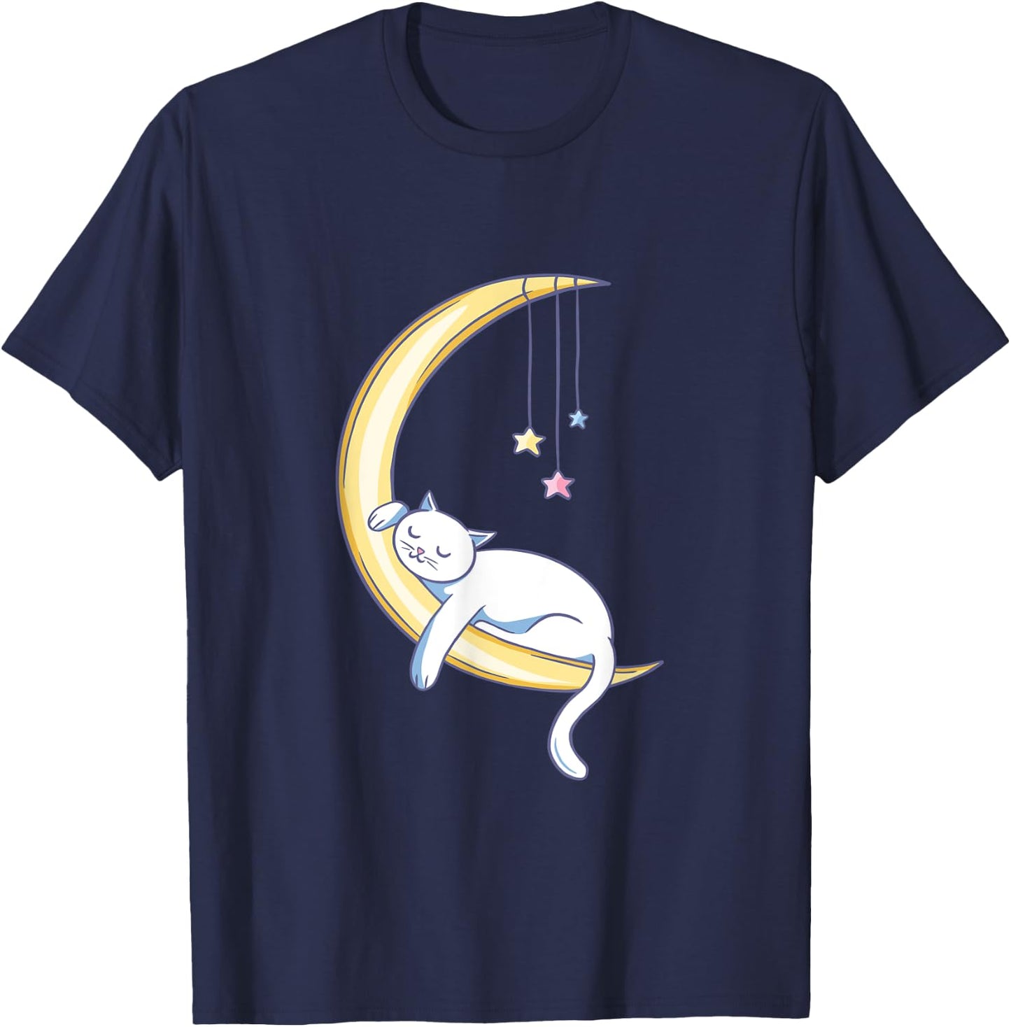 Sleeping Cat On Moon T-Shirt - T-Shirt | Navy