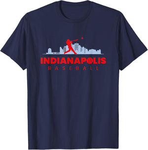 Indianapolis Baseball Vintage Minimal Retro Baseball Lover T-Shirt - T-Shirt | Navy