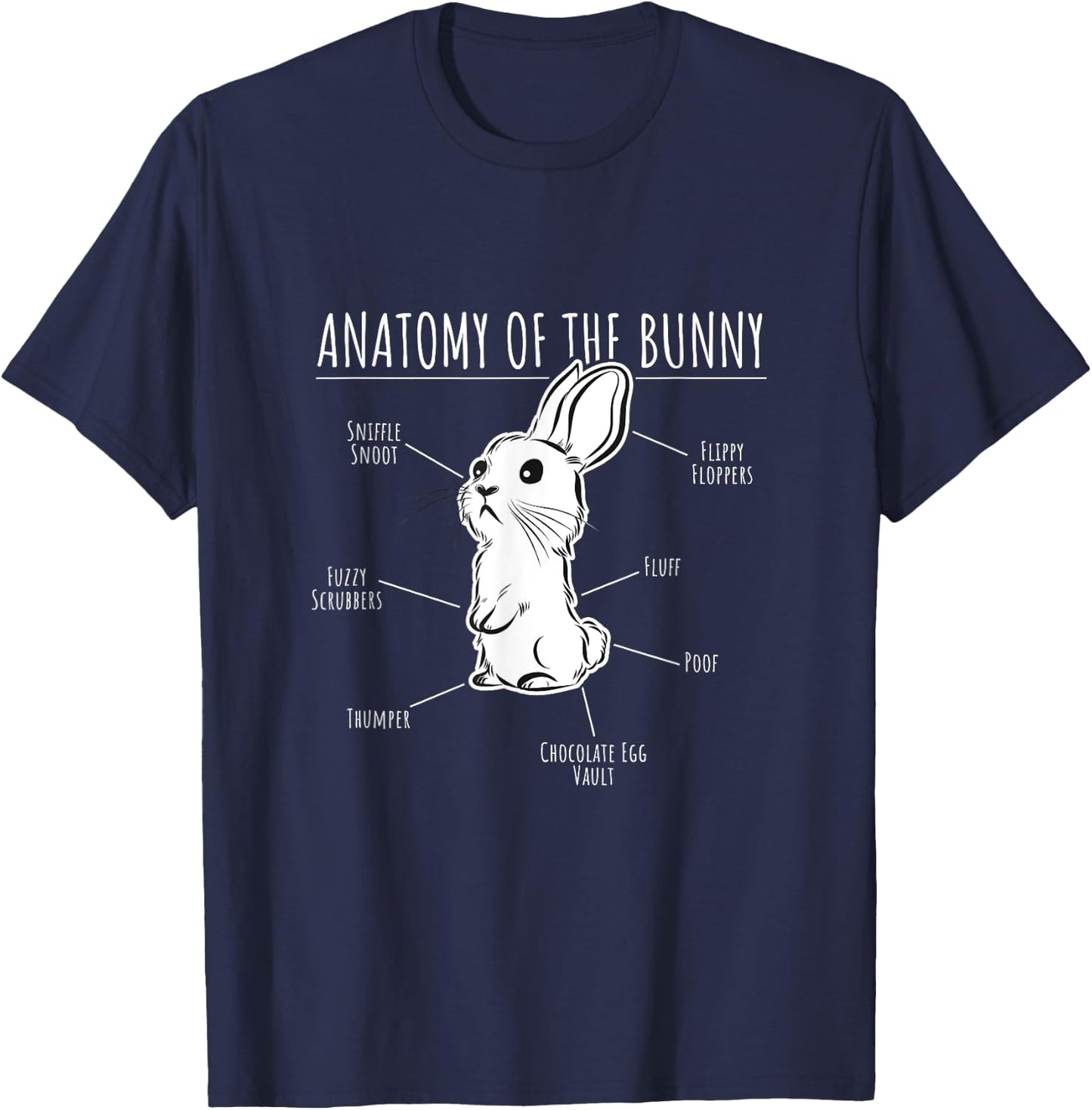 "Anatomy of the Bunny" | Funny Gift Rabbit Lovers T-Shirt - T-Shirt | Navy