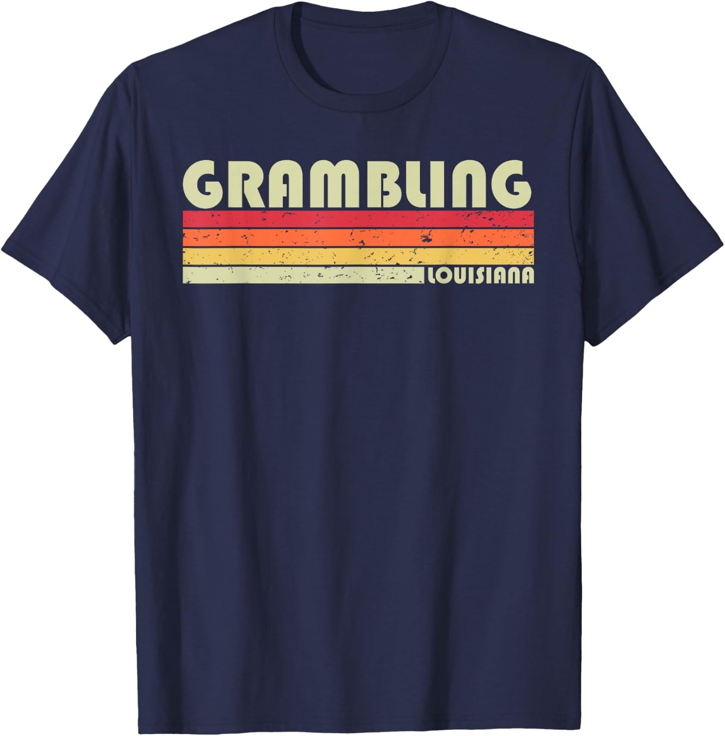 GRAMBLING LA LOUISIANA Funny City Home Roots Gift Retro 80s T-Shirt - T-Shirt | Navy