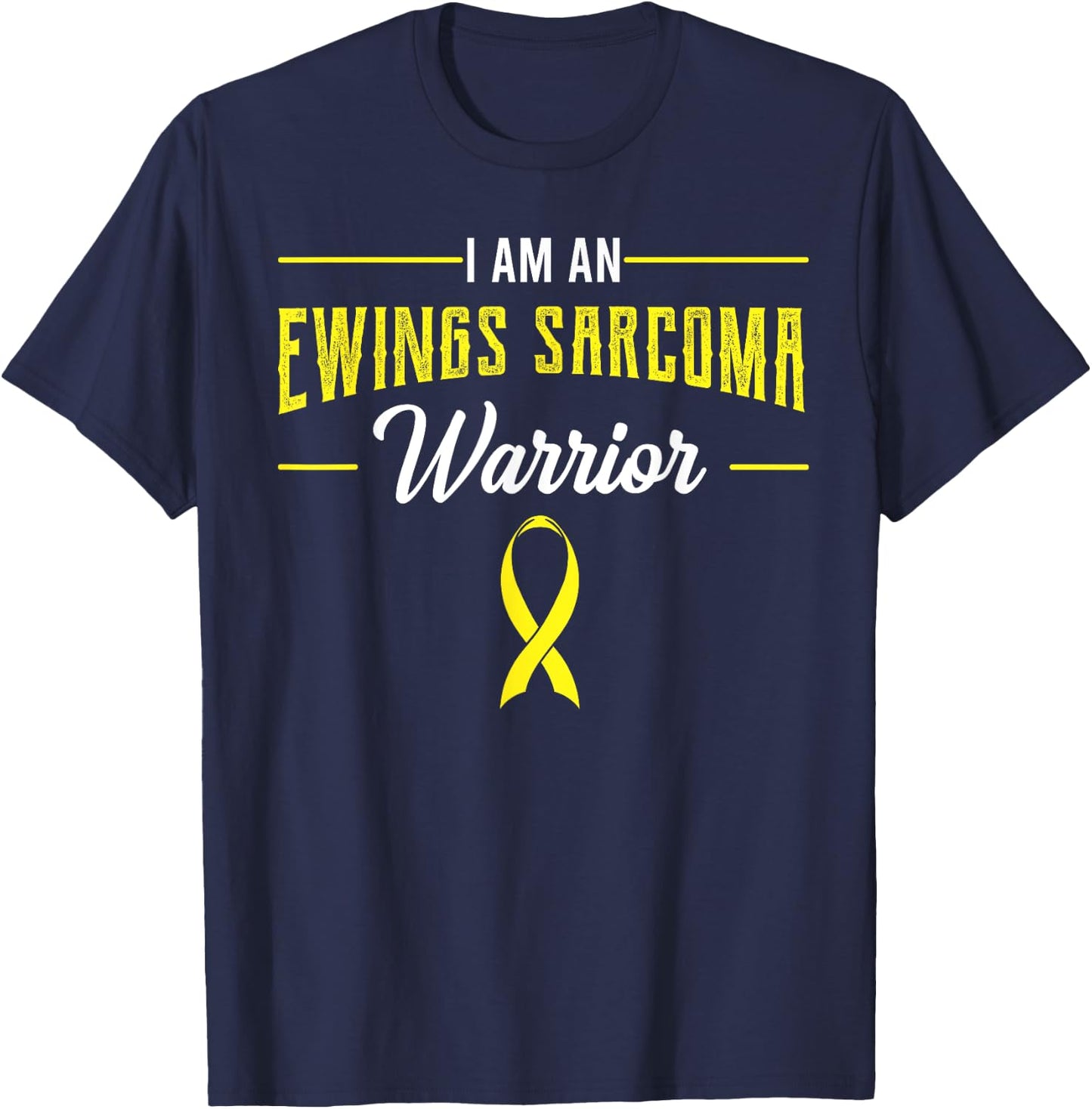 I Am A Warrior Ewing's Sarcoma Bone Cancer Awareness Ribbon T-Shirt - T-Shirt | Navy