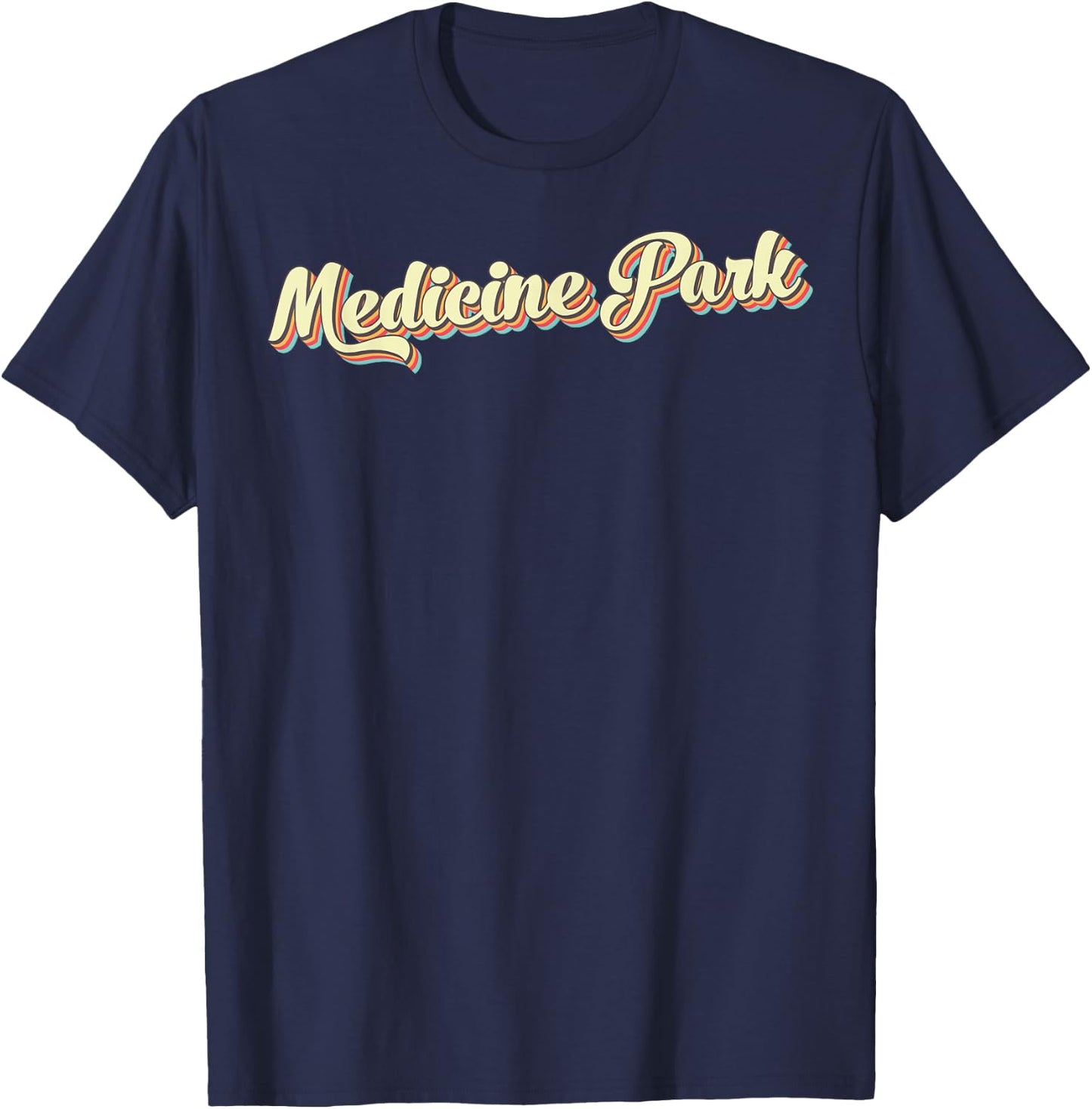 Medicine Park Retro Art Baseball Font Vintage T-Shirt - T-Shirt | Navy
