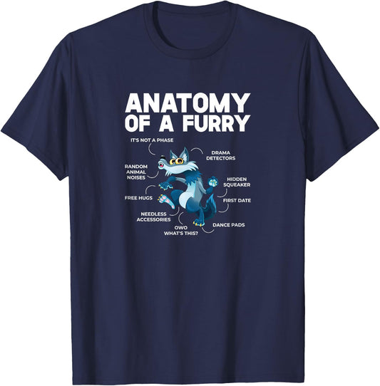 Anatomy of a Furry Fox Cute Furries Fursona T-Shirt - T-Shirt | Navy
