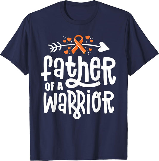 Father Of A Warrior Dad Family Leukemia Cancer Awareness T-Shirt - T-Shirt | Navy
