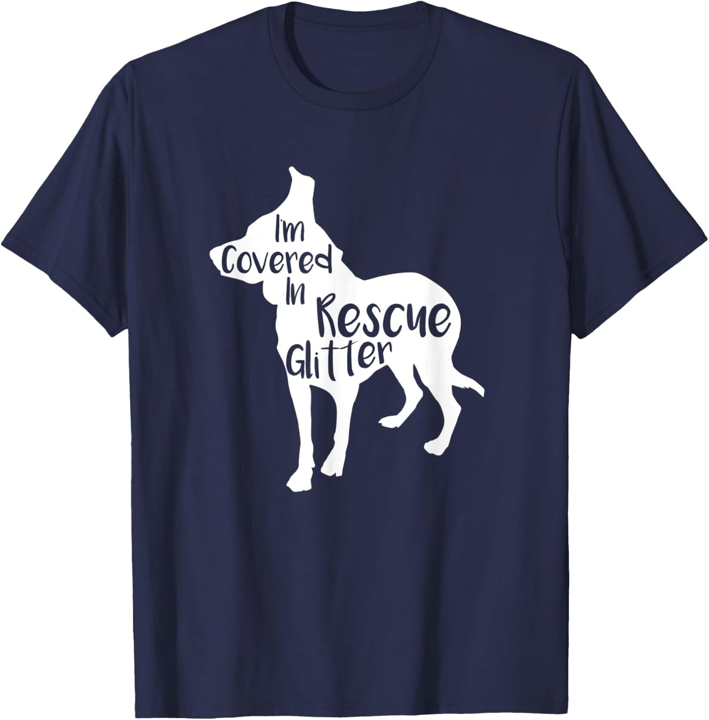 Rescue Dog Love Hair Rescue Fur Glitter T-Shirt - T-Shirt | Navy