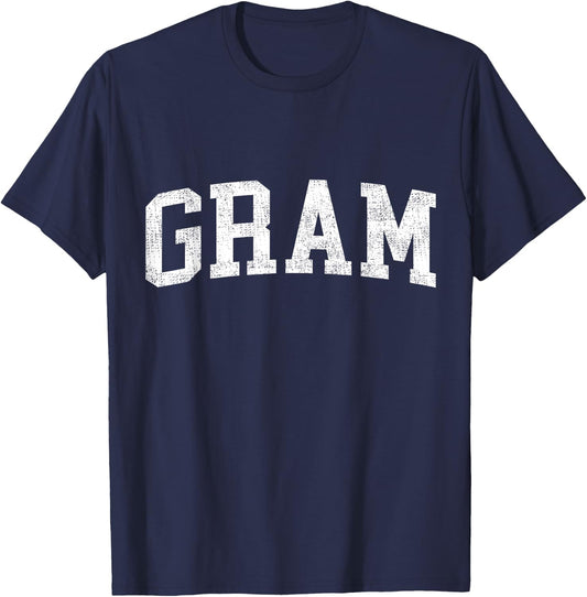 Gram Classic Bold Font Gram Birthday Gift , Small, Black T-Shirt - T-Shirt | Navy