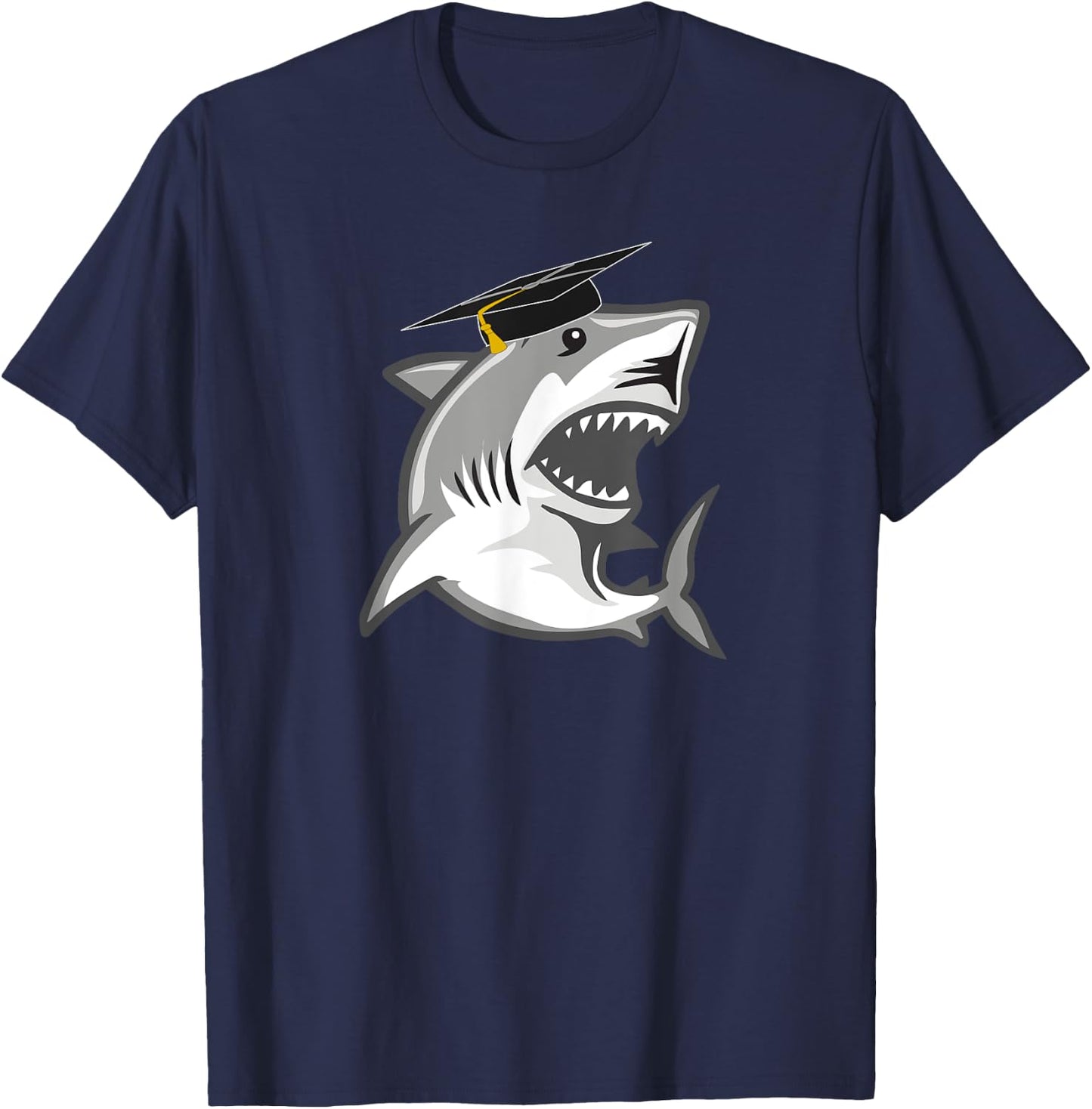 Great White Shark Graduation Cap Class of 2024 Shark Lover T-Shirt - T-Shirt | Navy